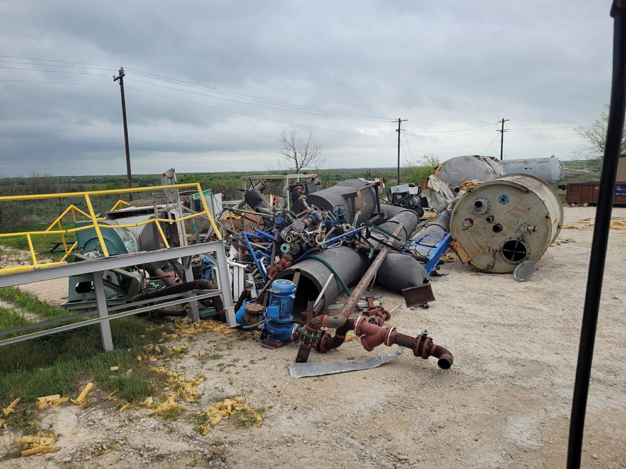Industrial demolition area prepared for debris removal